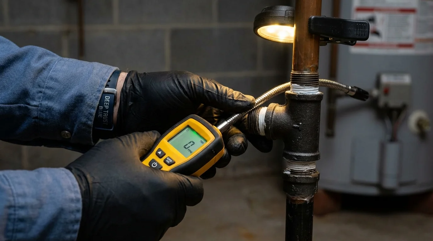 Gas leak detection with electronic sniffer by Johns Plumbing LLC in Gurnee