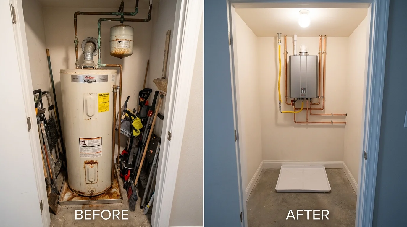 Tank water heater versus wall-mounted tankless unit comparison for Gurnee, IL homeowners